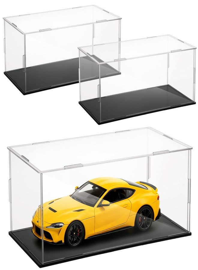 Hlimior 3 PCS Acrylic Model Car Display Case 1: 24 Scale Clear Display Boxes with Plastic Base Diecast Model Car Showcase & Storage Organizer for Vehicle Toy Collectibles Memorabilia - Image 1